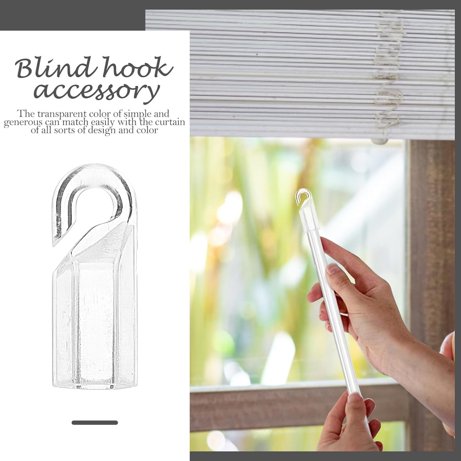 PRETYZOOM Blind Wand Replacement with Hook Vertical Blind Wand Hook Sleeve Curtain Rod Handle for Vertical Window Blinds Home Office Window Replacement Parts