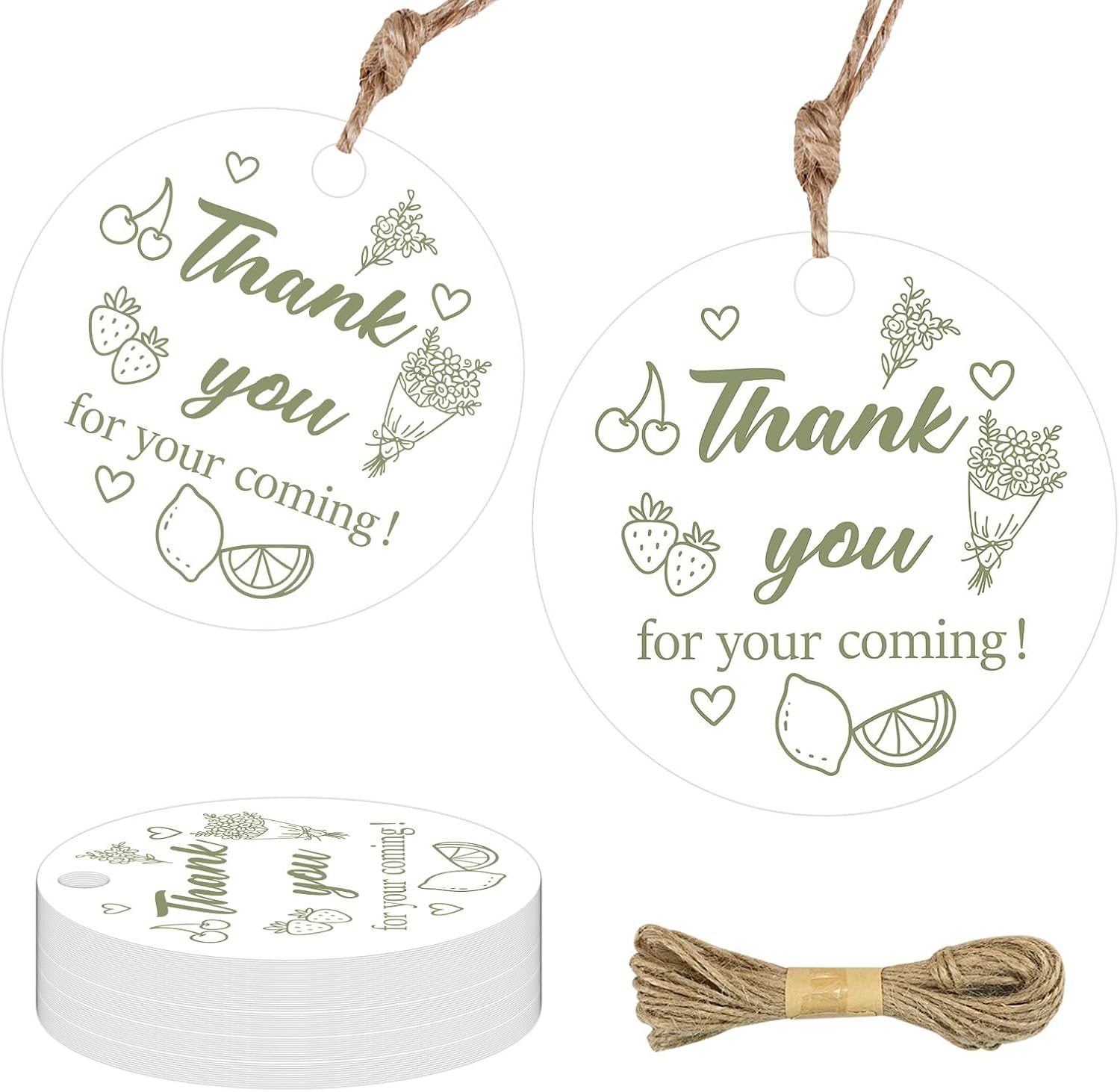 50Pcs Farmers Market Party Favors Fresh Off The Market Vegetable Floral Thank You Tags Stickers Wedding Labels for Wedding, Bridal Shower, Birthday, Baby Shower, Party Gift Bags