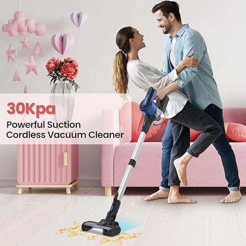 Miniatura 2 de POWEART Aspiradora inalámbrica de 30 Kpa, aspiradora ligera 8 en 1 con batería recargable, potente aspiradora de 350 W de hasta 45 minutos de