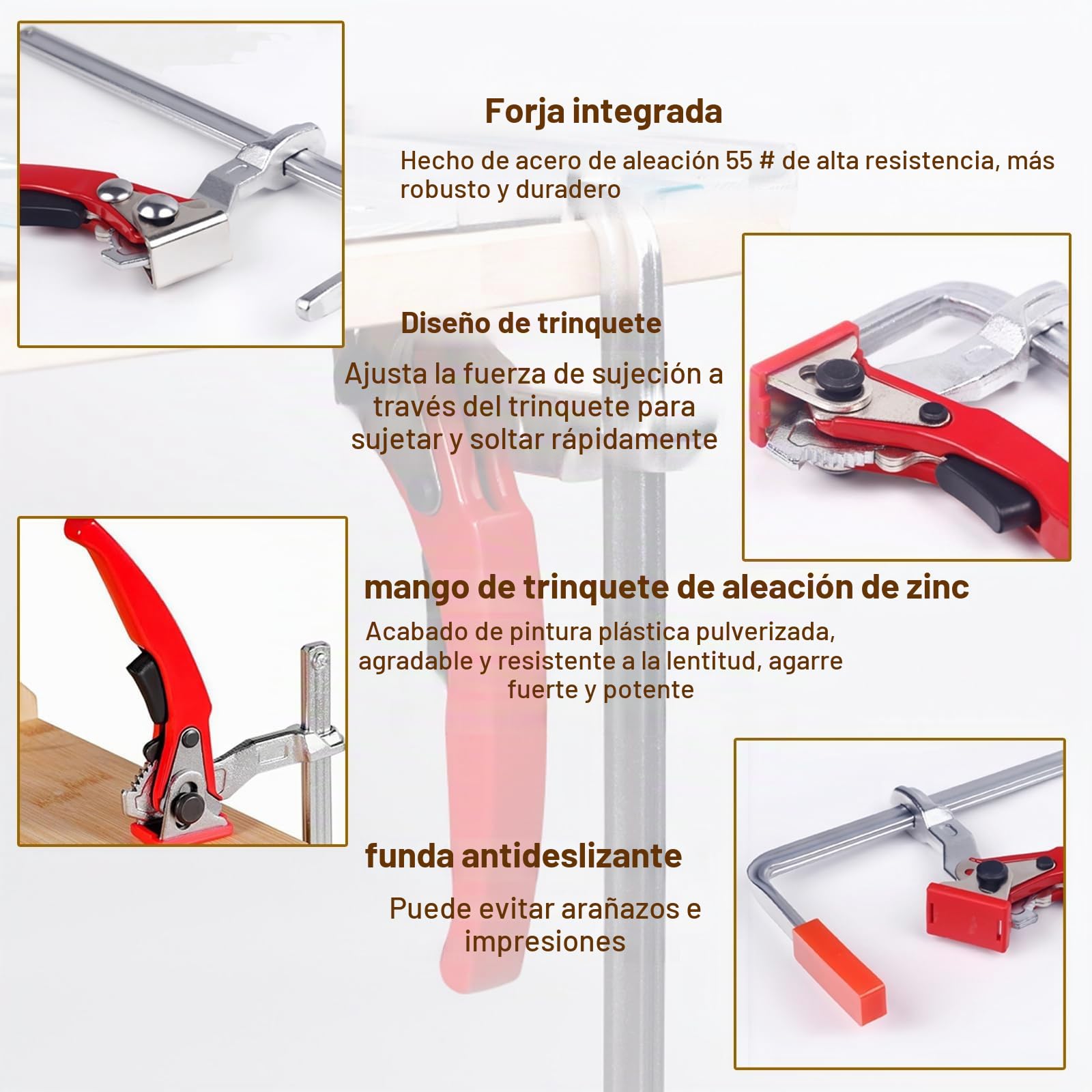 2 Pieza Abrazaderas de carril, Sargentos De Apriete,Sargentos De Apriete Metal, Abrazadera de Liberación Rápida con Capacidad de 160 mm y Profundidad de Garganta de 60 mm Para Lijar, Cortar