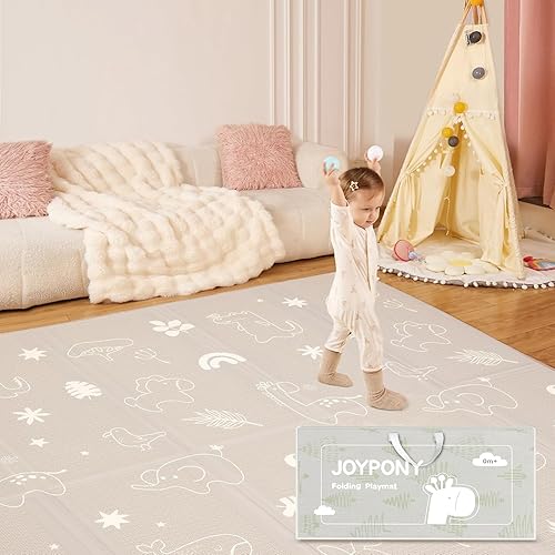 Alfombra de juego para bebé, 71 x 59 pulgadas, alfombrillas de juego plegables para bebés y niños pequeños, impermeable y antideslizante, tapete de