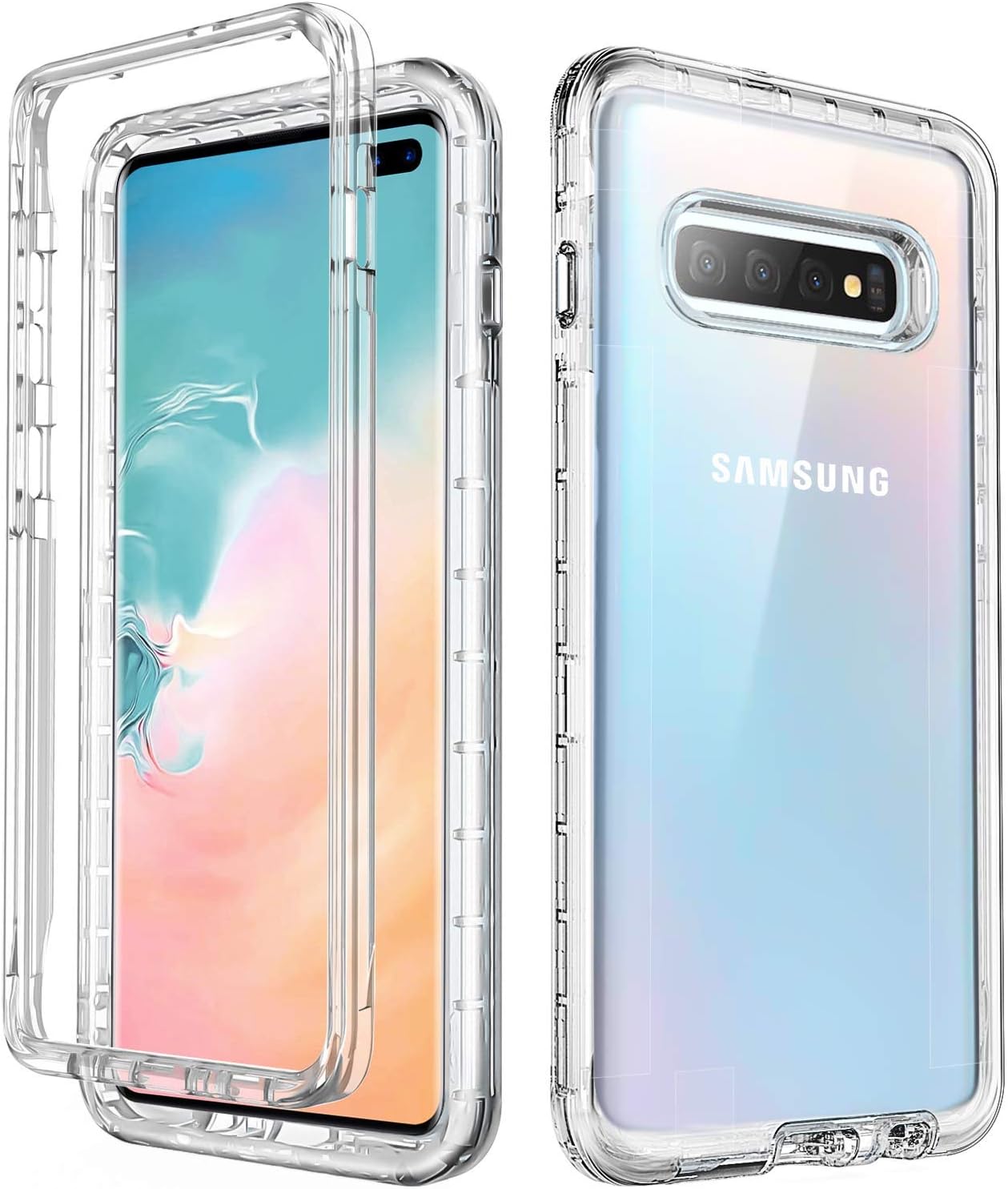 Crystal Clear Galaxy S10 Plus case, Shockproof Series Full Body Protect Support Wireless Charging,Heavy Duty Dropproof Case for Samsung Galaxy S10 Plus 6.4 Inch Clear