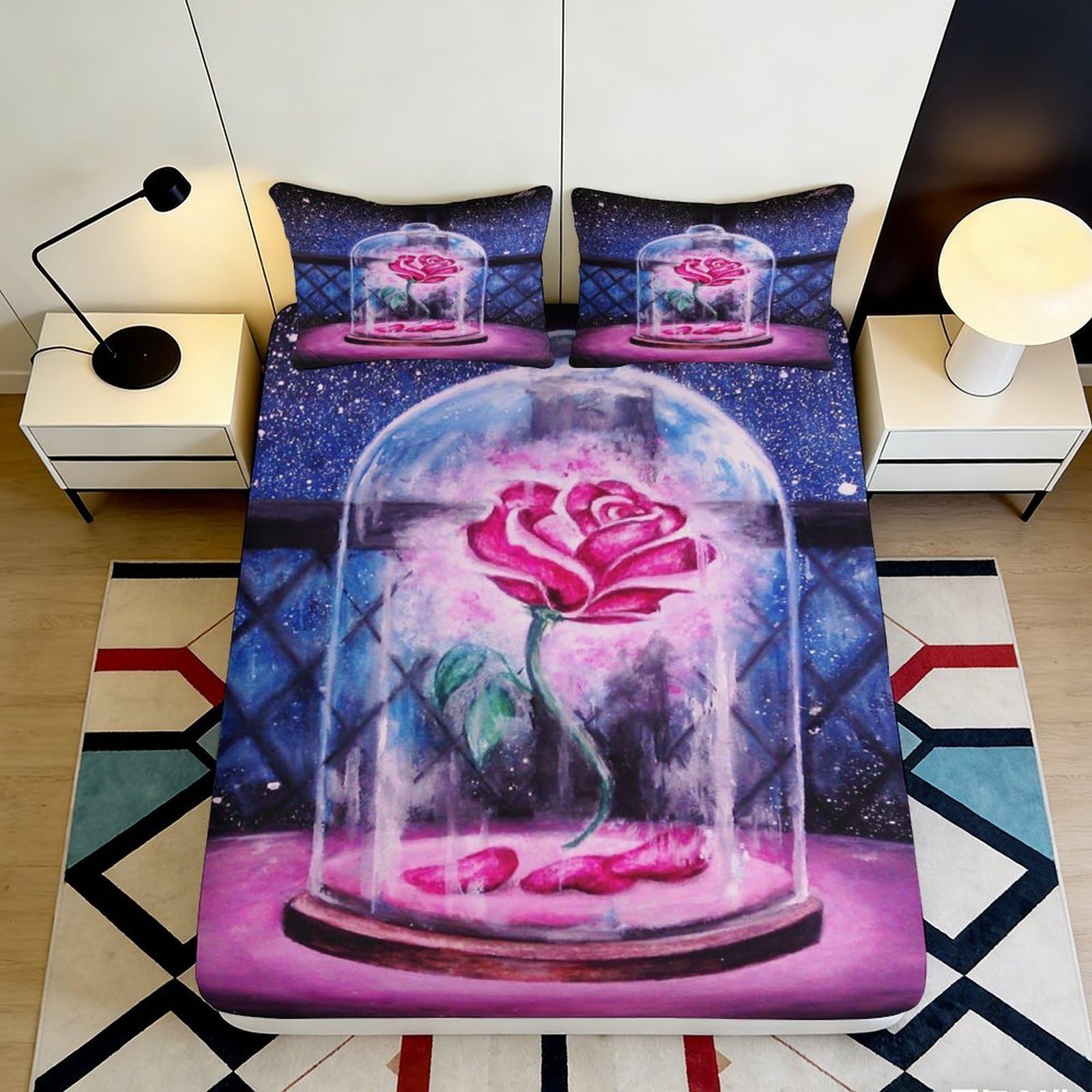 3D Printed Daisy Fitted Sheet Microfiber Deep Pocket Non-Slip Daisy Mattress Fitted Cover for Bedroom Adult Teen Washable 120x200x25cm