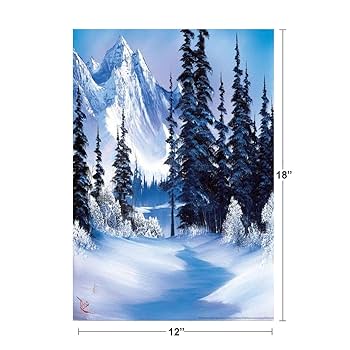 Bob Ross Winter Mountain Art Print Painting Poster 12x18