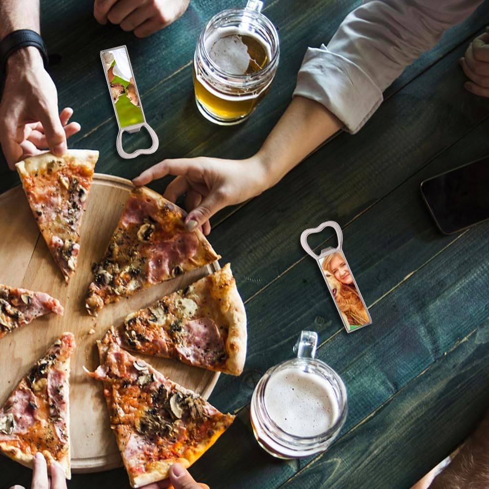 30 Pcs Sublimation Blank Metal Bottle Opener With Fridge Magnet DIY Heat Transfer Print Beer Bottle Opener Metal Refrigerator Magnet for Wedding Party Bar Kitchen Restaurant