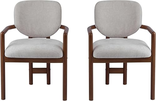 Juego de 2 sillas de comedor tapizadas, modernos juegos de mesa y sillas con capacidad de 300 libras, sillas de escritorio de madera de goma para