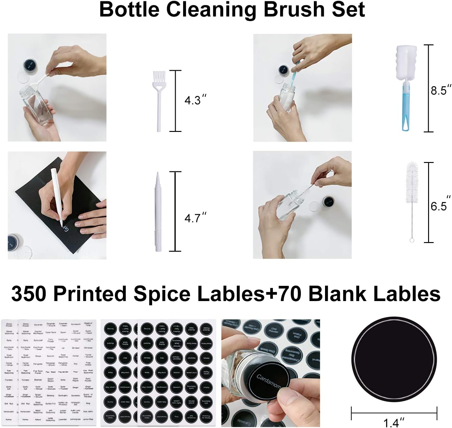 Spice Rack with Jars - 24 Glass Spice Jars, Spice Rack Organizer for Countertop Cabinet Kitchen Pantry Free Standing or Wall Mounted, Seasoning Holder Organizer with 420 Spice Labels Marker and Funnel