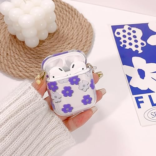 Miniatura 4 de Funda compatible con AirPods, bonita funda transparente floral con bonito diseño de cadena de flores para mujeres y niñas, funda protectora de TPU