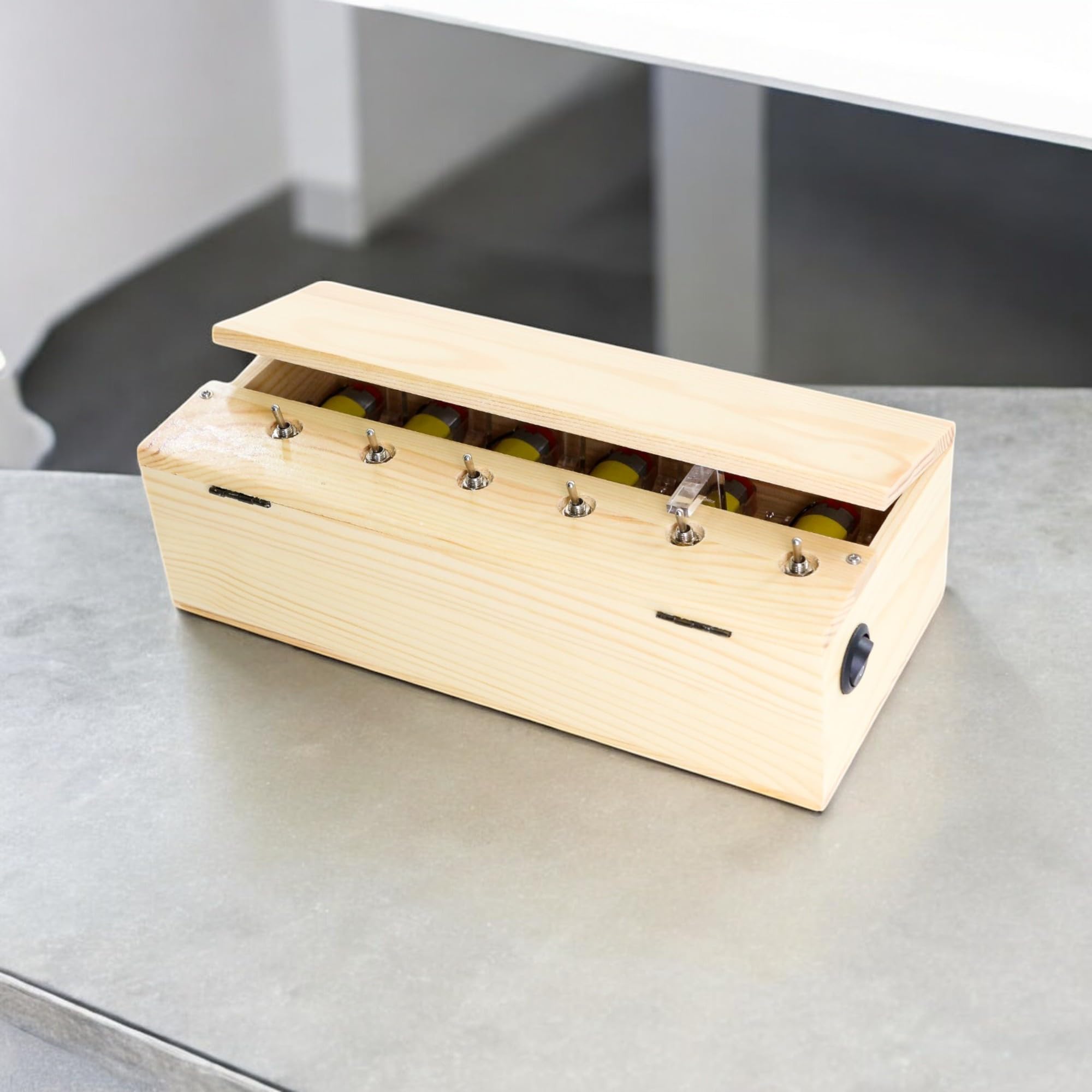 BuleVina Divertente scatola giocattolo inutile, kit creativo in legno con dito di atteggiamento, interruttori multipli, ricaricabile che si spegne, divertente regalo di compleanno per adulti, riduce
