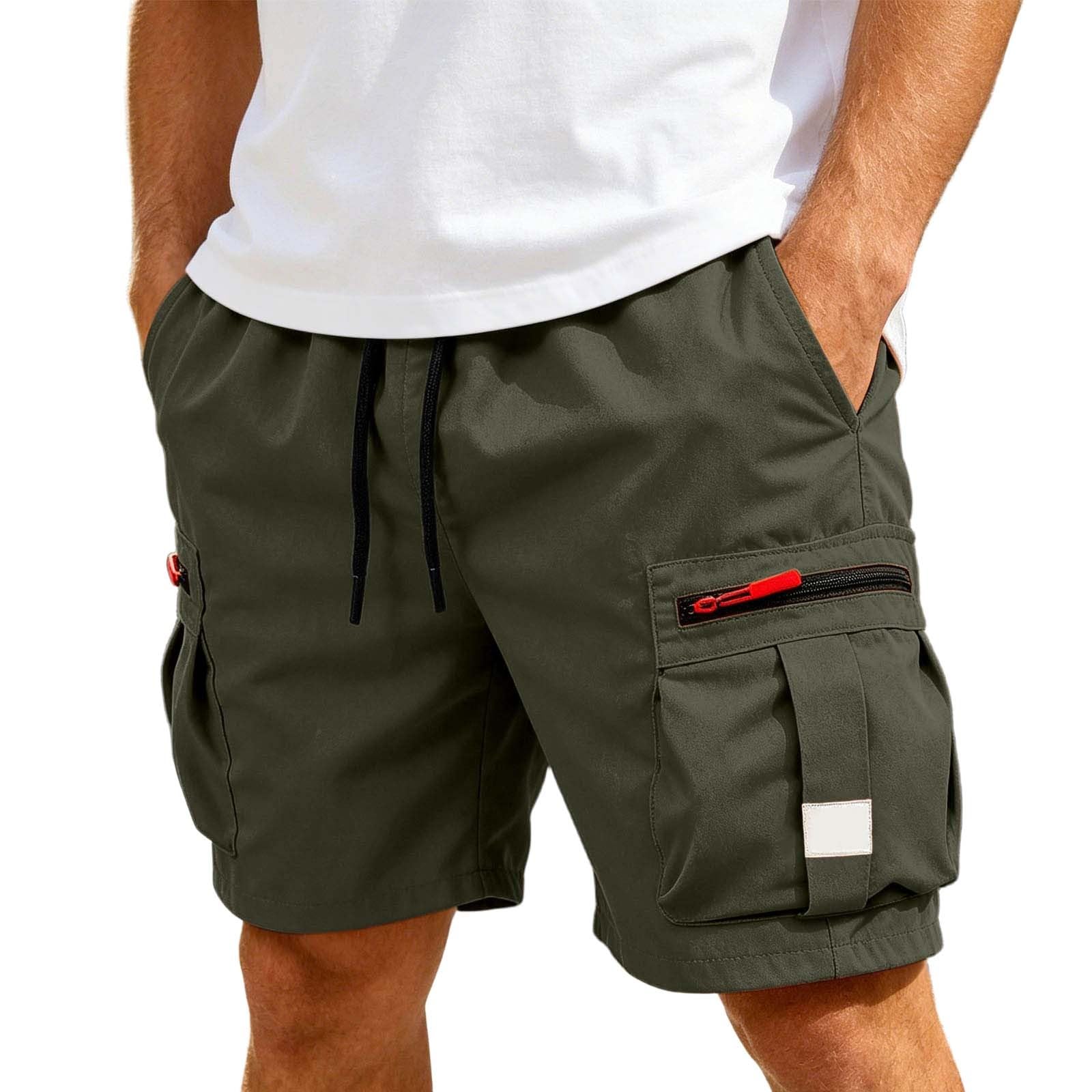 Generico Bermuda Cargo Uomo Estivi - Pantaloncini Corti da Lavoro con Tasche Laterali Pantaloncino Sportivi Shorts Cotone Pantaloni Leggeri per Trekking E Corsa S-3XL