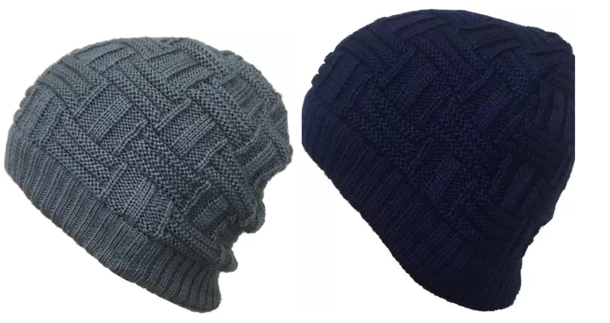 FY LANE Knitted Woolen Slouchy Beanie Combo Cap for Men & Women-picture-33
