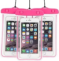Kit 3 Unidades Capa Case A Prova D'água Impermeável para Celular Smartphone Capinha com Alça Universal Proteção 360º Completa Sensível ao Toque (Rosa)