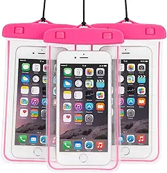 Kit 3 Unidades Capa Case A Prova D'água Impermeável para Celular Smartphone Capinha com Alça Universal Proteção 360º Completa Sensível ao Toque (Rosa)