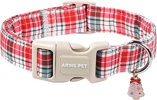 ARING PET Christmas Dog Collar, Cute Red Green Pink Grid Plaid Pets Collars for Puppy Small Medium Large Girl Boy Dogs-XS