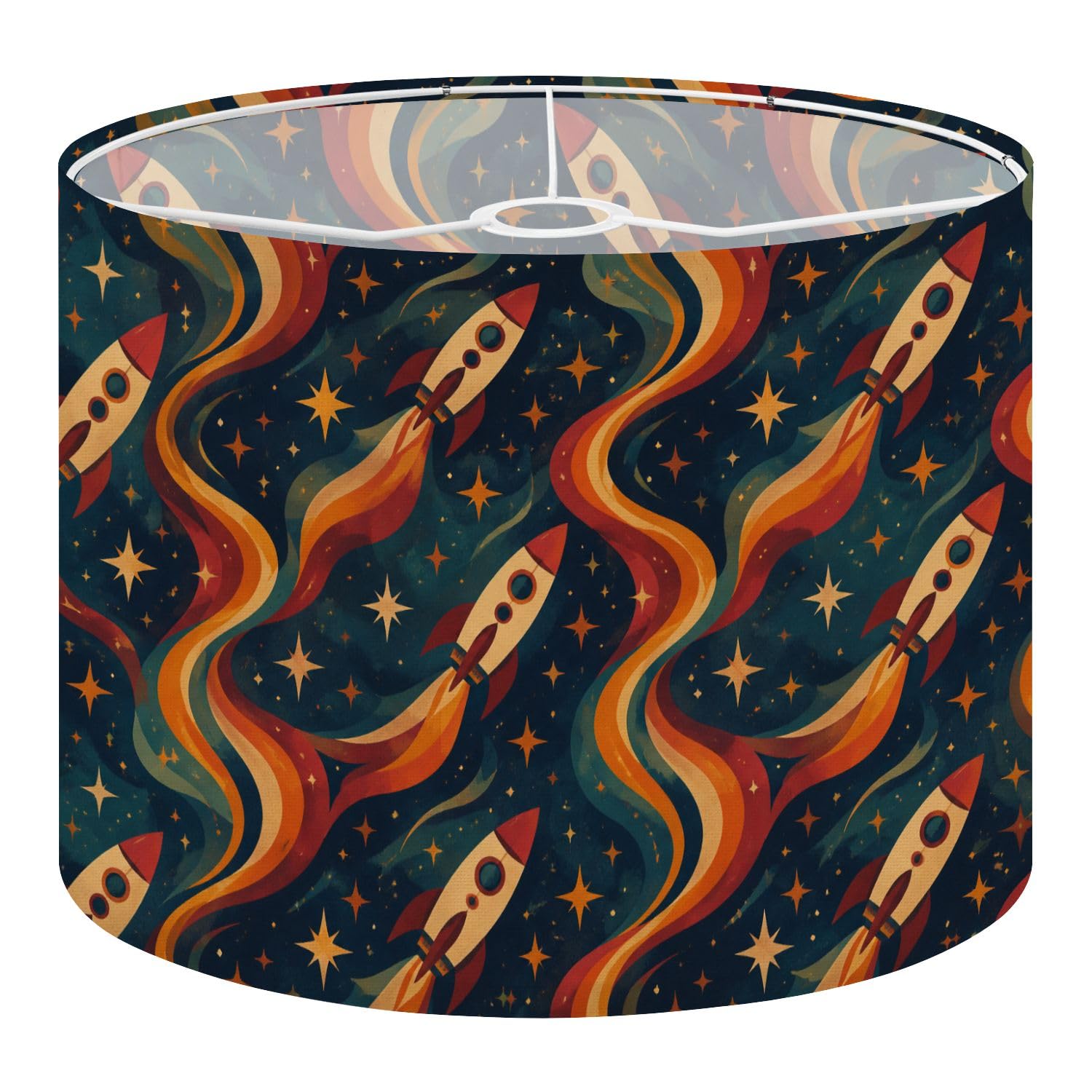 Deruinvaio Multi7 2Pcs 13In Lampshade Lamp Shade Retro Rocket Ship Colorful For Ceiling Light, Table Lamp Floor Lamp Easy Assembly Replacement Light Shade