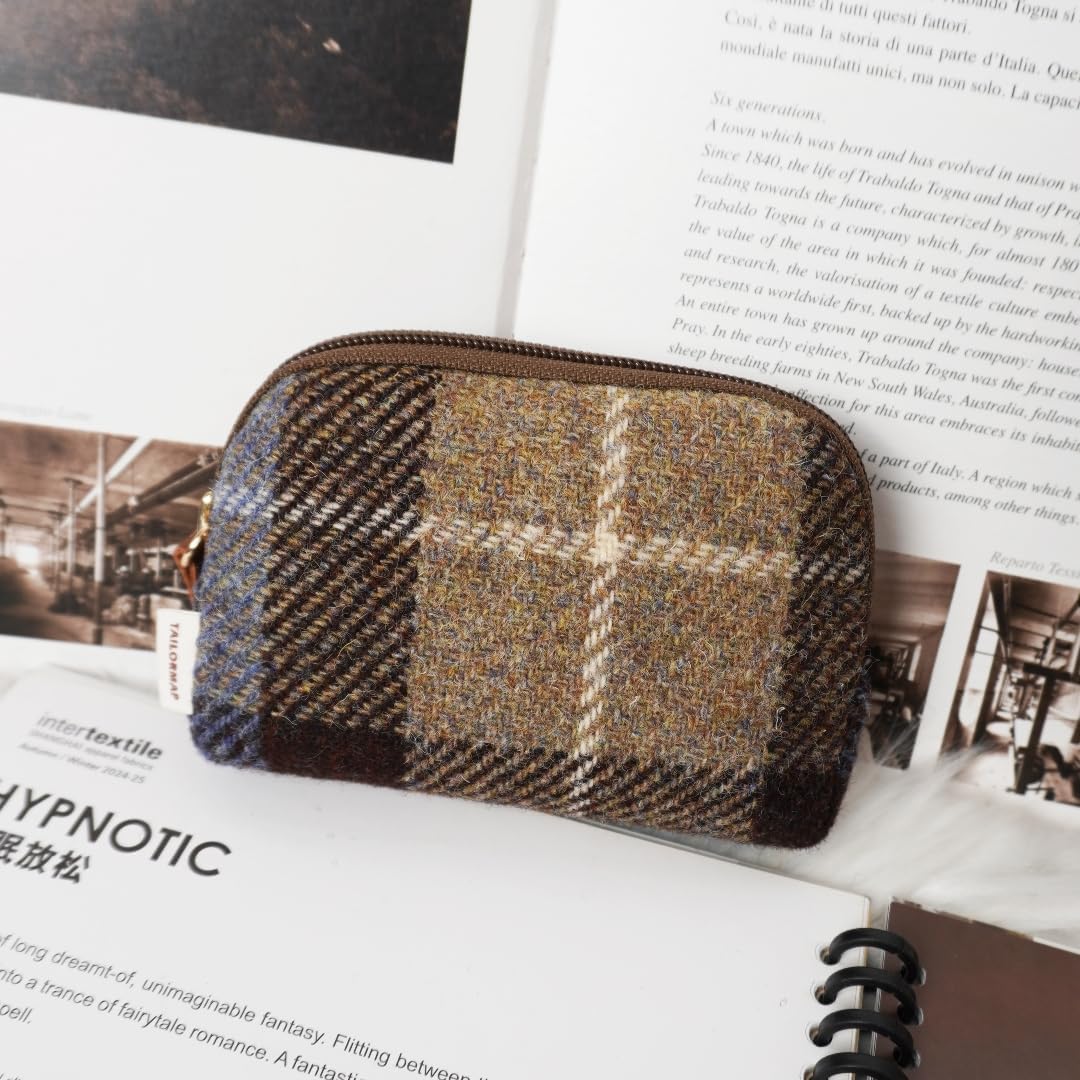 Harris Tweed Mini Travel Makeup Carrying Case Cosmetic Bag Portable Electronics Accessories Organizer Coin Purse （No.896） image 2