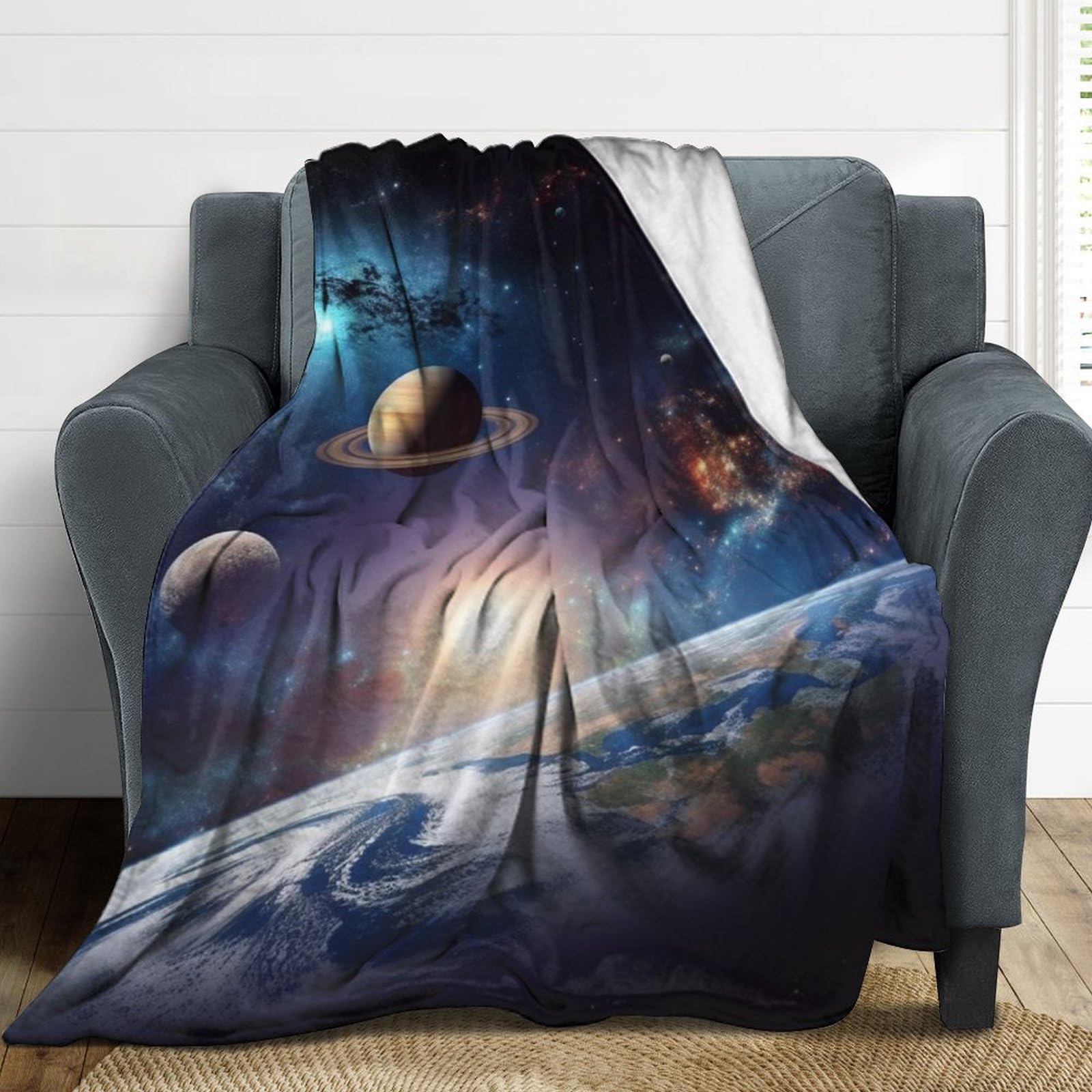 Howilath Galaxie-Fleecedecke – 150x200 Cm, Weicher Plüsch Mit Sternen-Muster, Für Bett, Couch & Camping