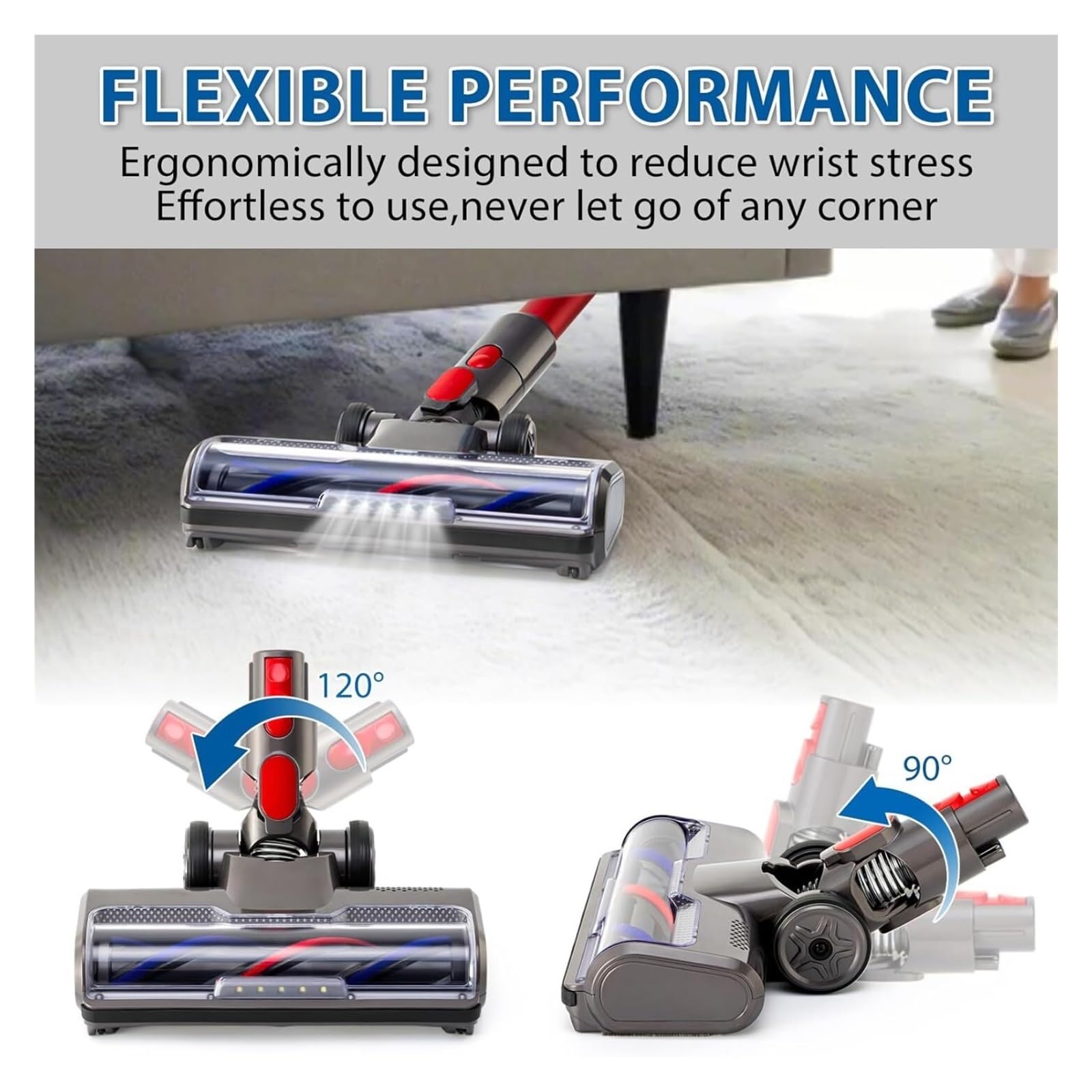 Compatible For Dyson,V7 V8 V10 V11 V15 Brosse Roulante À Faible Résistance, Pièce De Nettoyage Des Cheveux, Tête De Brosse De Nettoyage Amovible