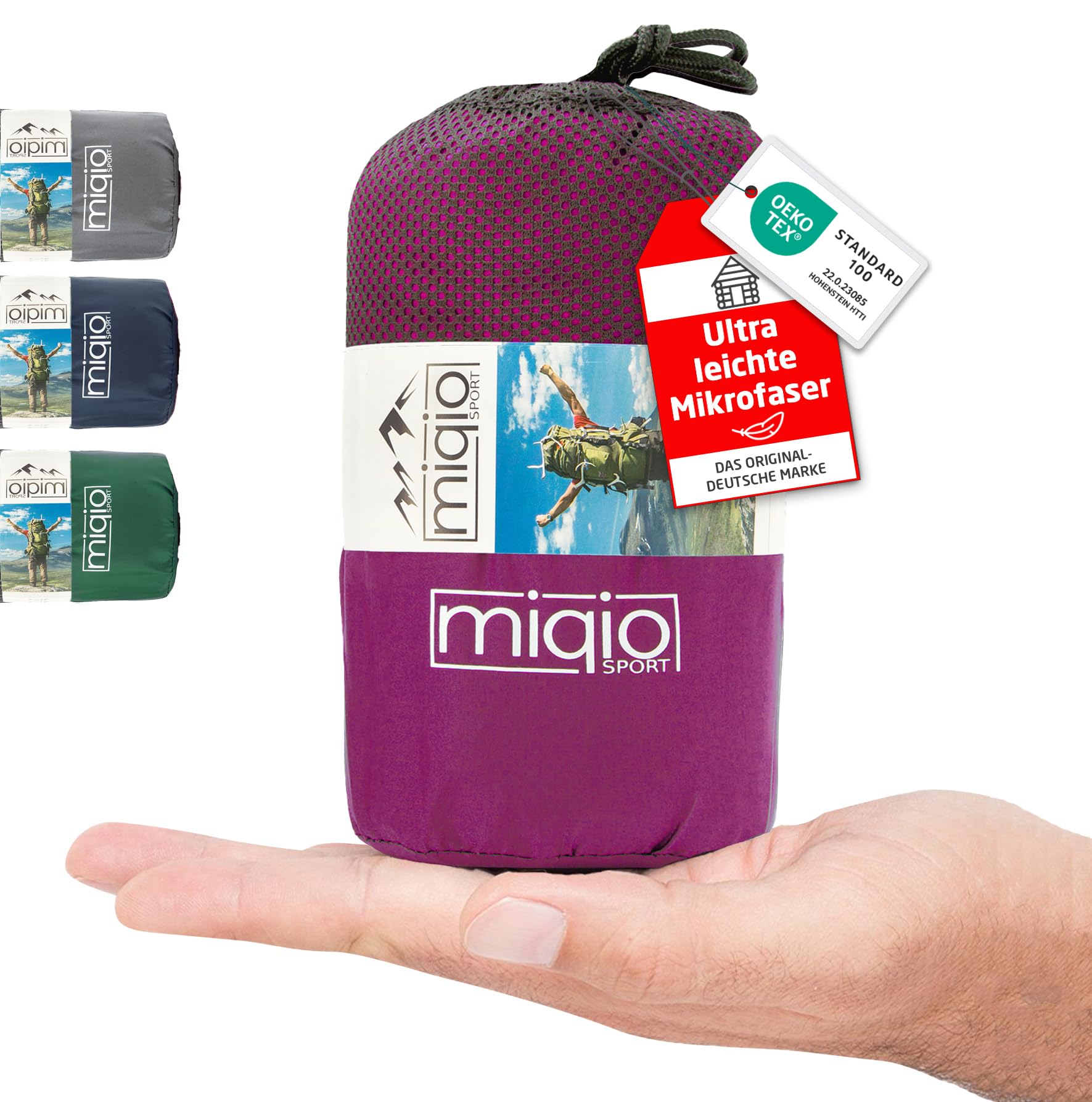 MIQIO® 2in1 Hüttenschlafsack Ultra leicht mit Reißverschluss (Links oder rechts): Dünner Komfort Reiseschlafsack und XL Reisedecke in Einem - Sommer Schlafsack Innenschlafsack