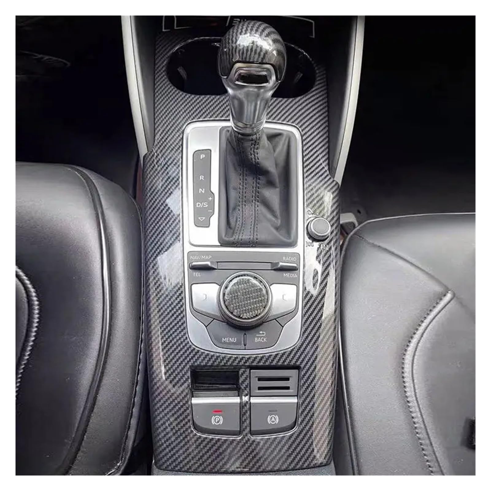 Molduras Interiores Coche Embellecedor Para Panel Cambio Marchas Consola Central Taza Agua Marco Cubierta ABS Textura Para A3 8V 2013-2019 LHD Decoracion Coche | Escribe un