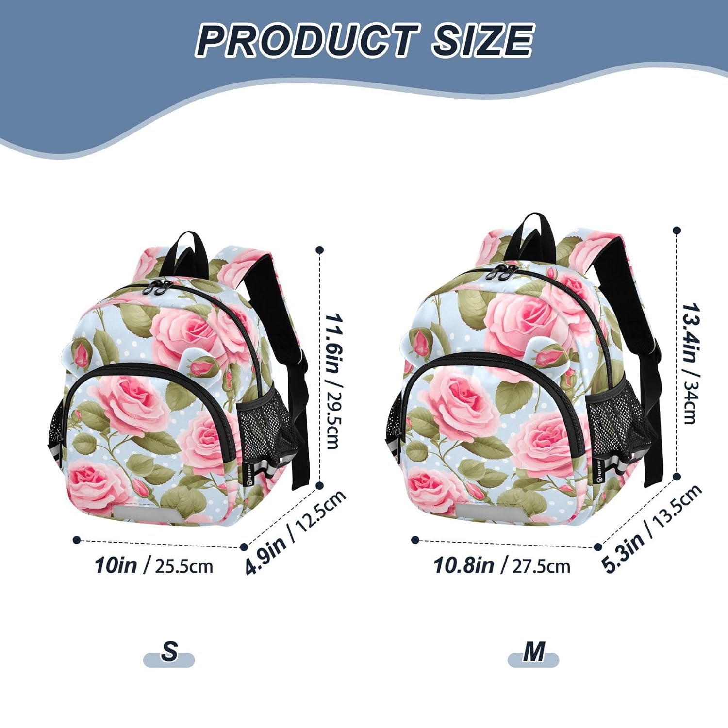 Pink Roses Dots Toddler Harness Backpack for Boys Girls 3-6 Years Kids Backpack with Anti Lost Safety Leash Child Leash Backpack for Walking Travel Preschool