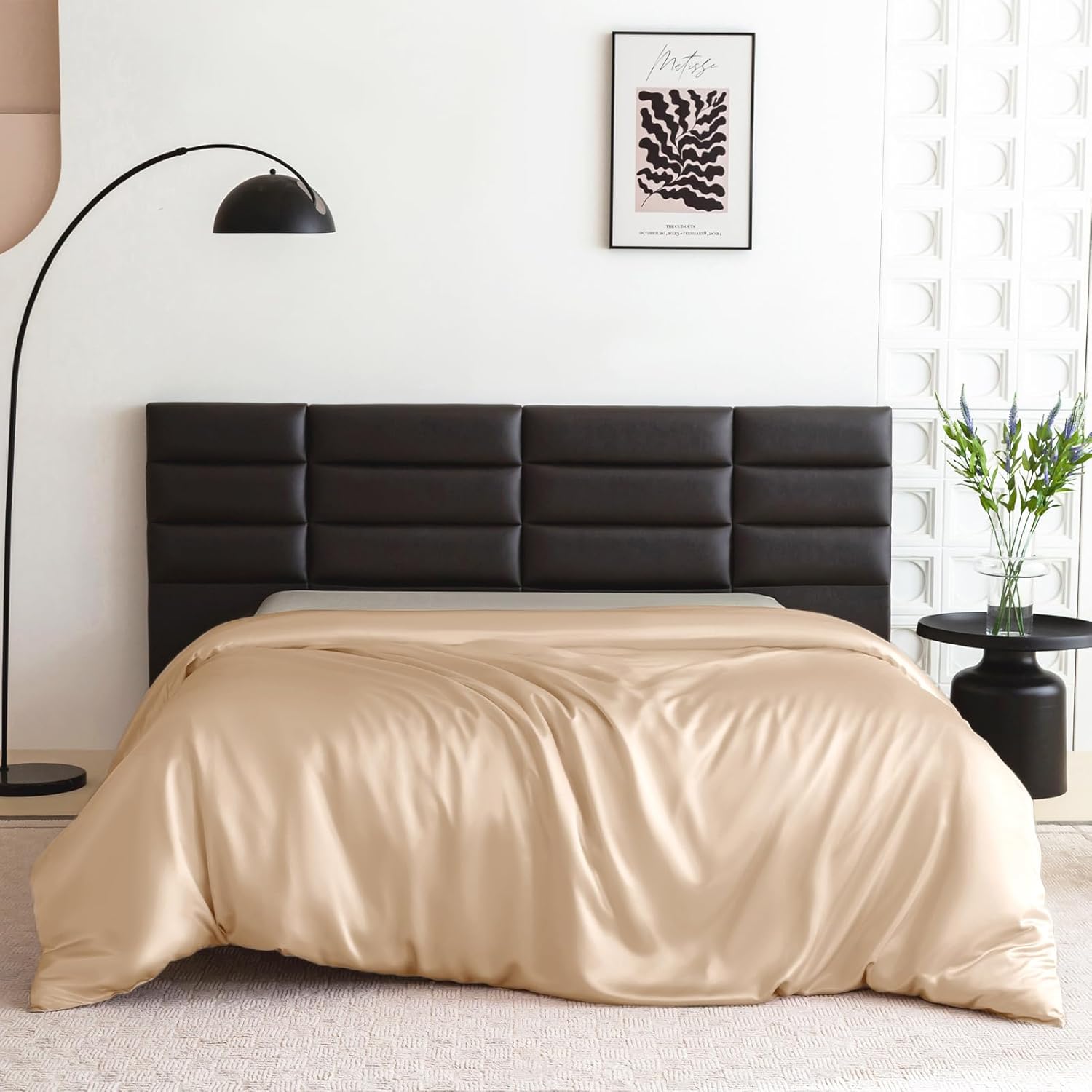 THXSILK 100% Silk Duvet Cover Queen Size, 22 Momme Mulberry Silk Comforter Cover, Cooling, Breathable, Easy Care Zipper Closure, 1 PC Duvet Cover (Queen, Champagne)