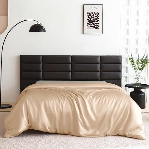 THXSILK 1 funda de edredón de seda de 22 Momme, ultra suave, lavable a máquina, duradera, 100% seda de morera de primera calidad, reina, champán