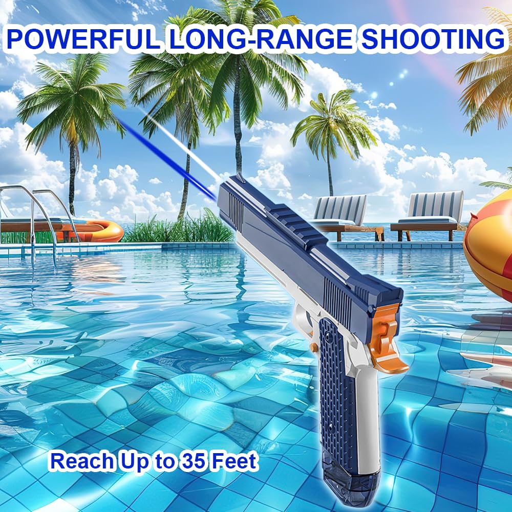 EWRITN Electric Water Gun for Adults – Automatic, High-Powered, Battery-Operated Water Pistol with 32 Ft Range, 500ML Large Capacity Squirt Gun for Summer Outdoor Fun, Grey