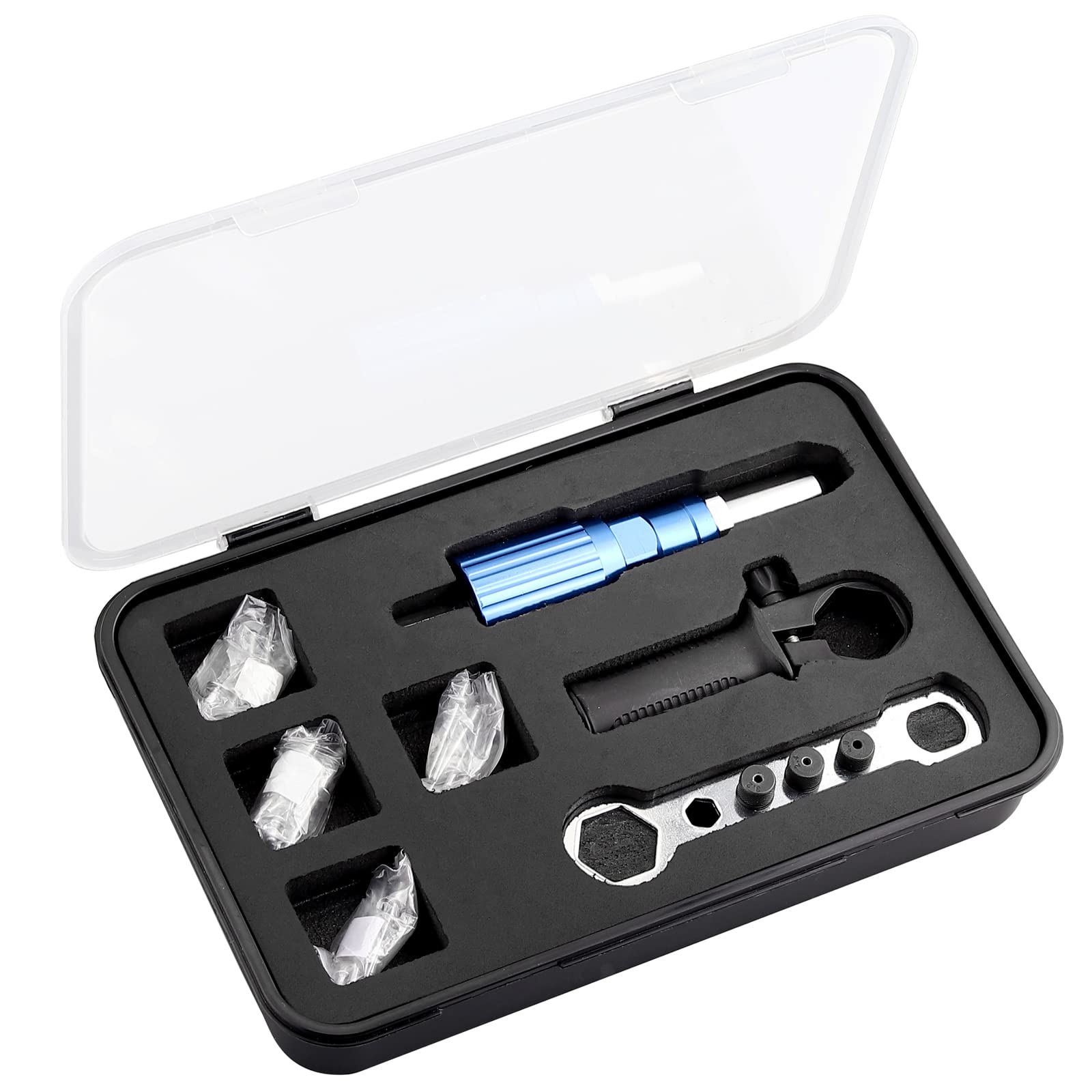 AUTOUTLET Rivetto per Trapano Avvitatore a Batteria, Adattatore Elettrico con 2,4/3,2/4,0/4,8 mm Naselli e 80 Rivetti Ciechi in Alluminio e Acciaio Inossidabile