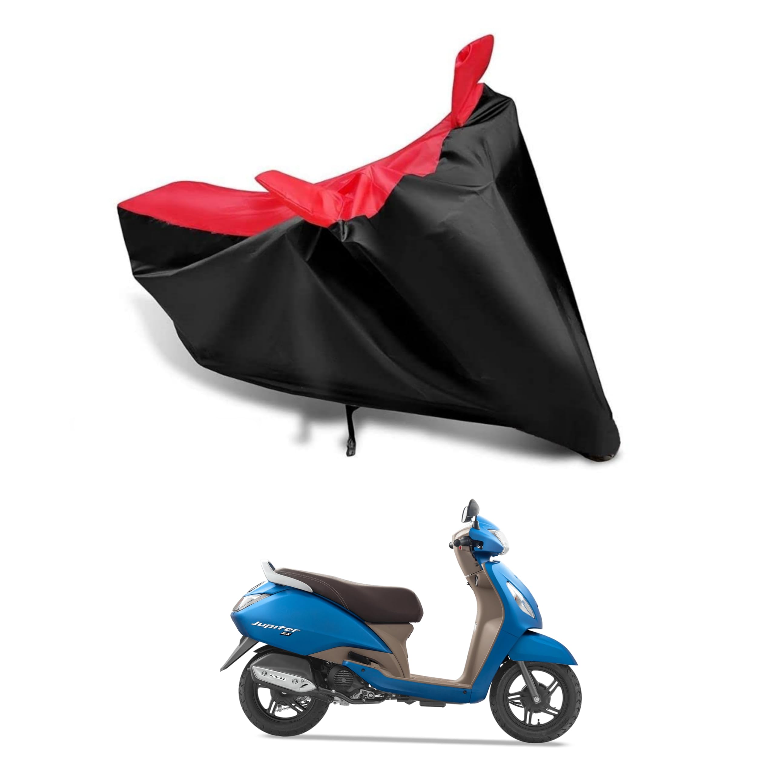 KEDIT ™-New TVS Jupiter Water Resistant - UV Protection & Dust Proof Full Bike - Scooty Two Wheeler Body Cover for TVS Jupiter Red Black Colour KKA-509