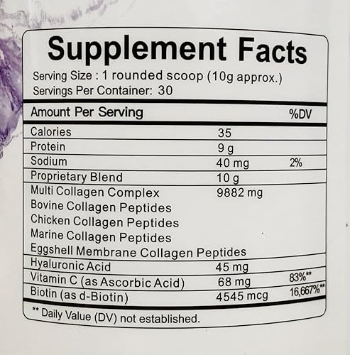 Miniatura 2 de Proteína de colágeno Polvo de péptidos con biotina 5000 mcg, vitamina C y ácido hialurónico Paleo, sin sabormúltiple de 5 tipos (I, II, III, V, X)