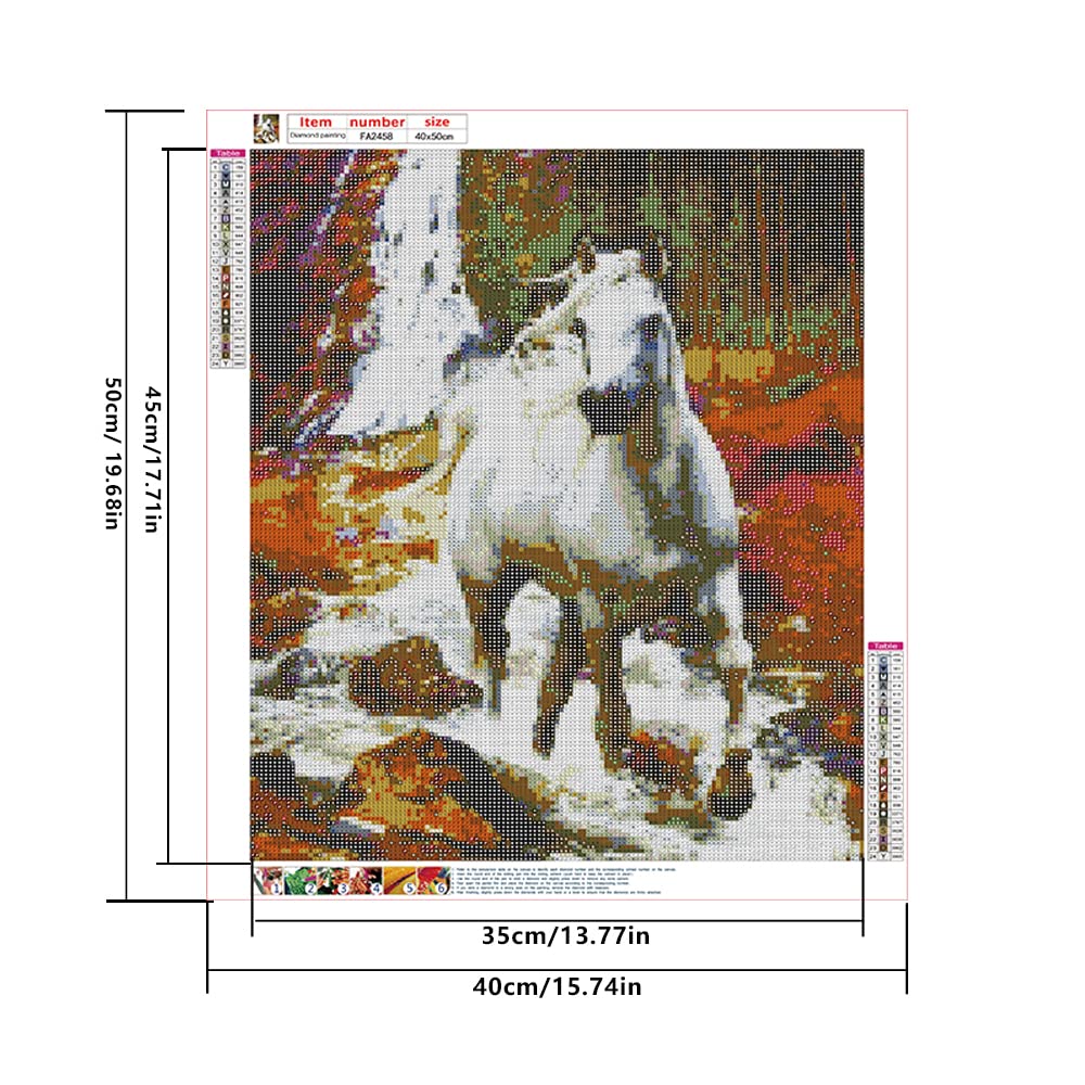 DCIDBEI Diamond Painting Cavalli 50x40 Cm - Kit Completo 5D Con Tela E Strass - Quadro Mare E Cavalli Che Corrono