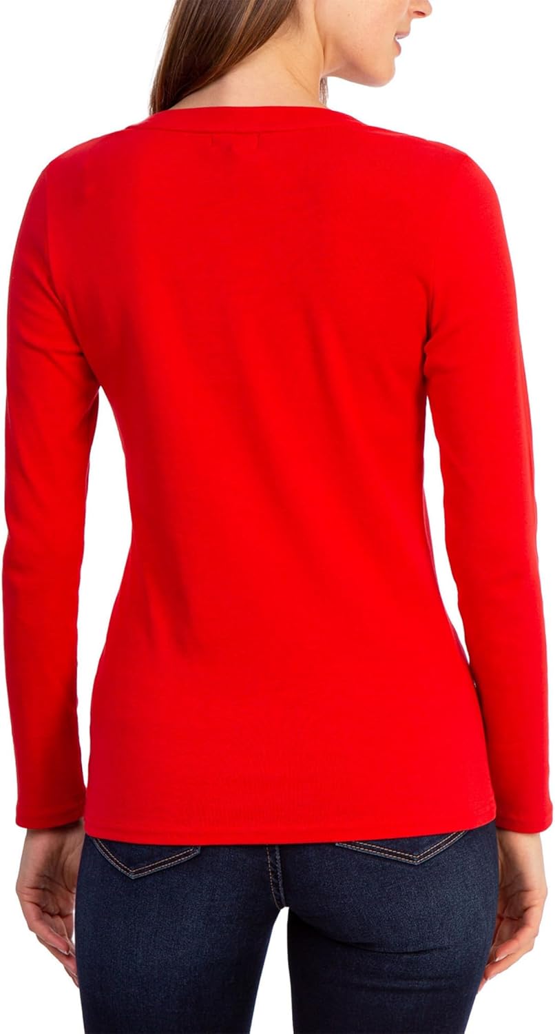 U.S. Polo Assn. USPA Long Sleeve Rib V-Neck Tee Engine Red LG - Image 2