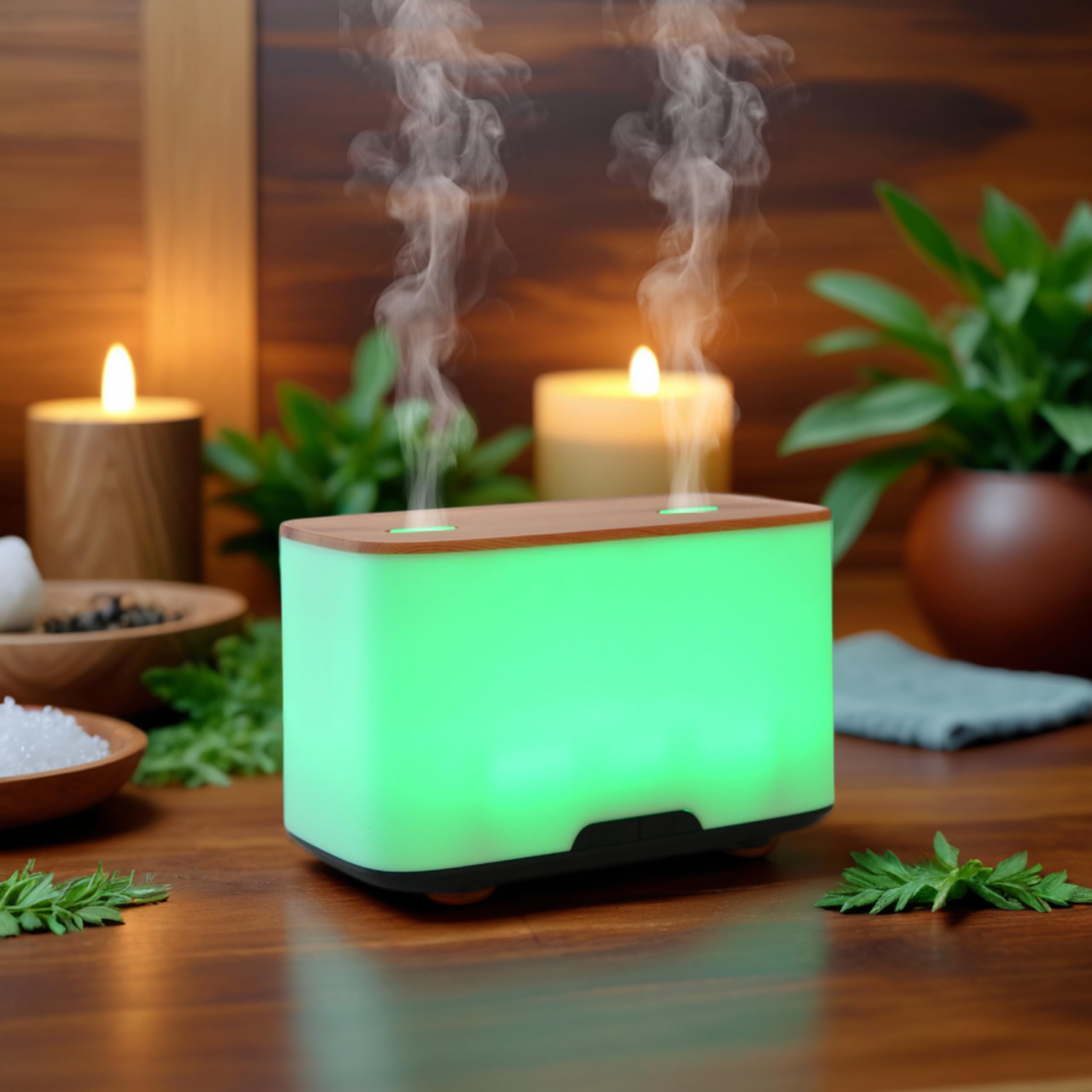 Zen’Arôme Diffuseur Ultrasonique Duo – Diffusion Huiles Essentielles à Froid Aromathérapie – Diffuseur Électrique pour Parfum Maison – Double Réservoir avec Diffusions Indépendantes ou Simultanées