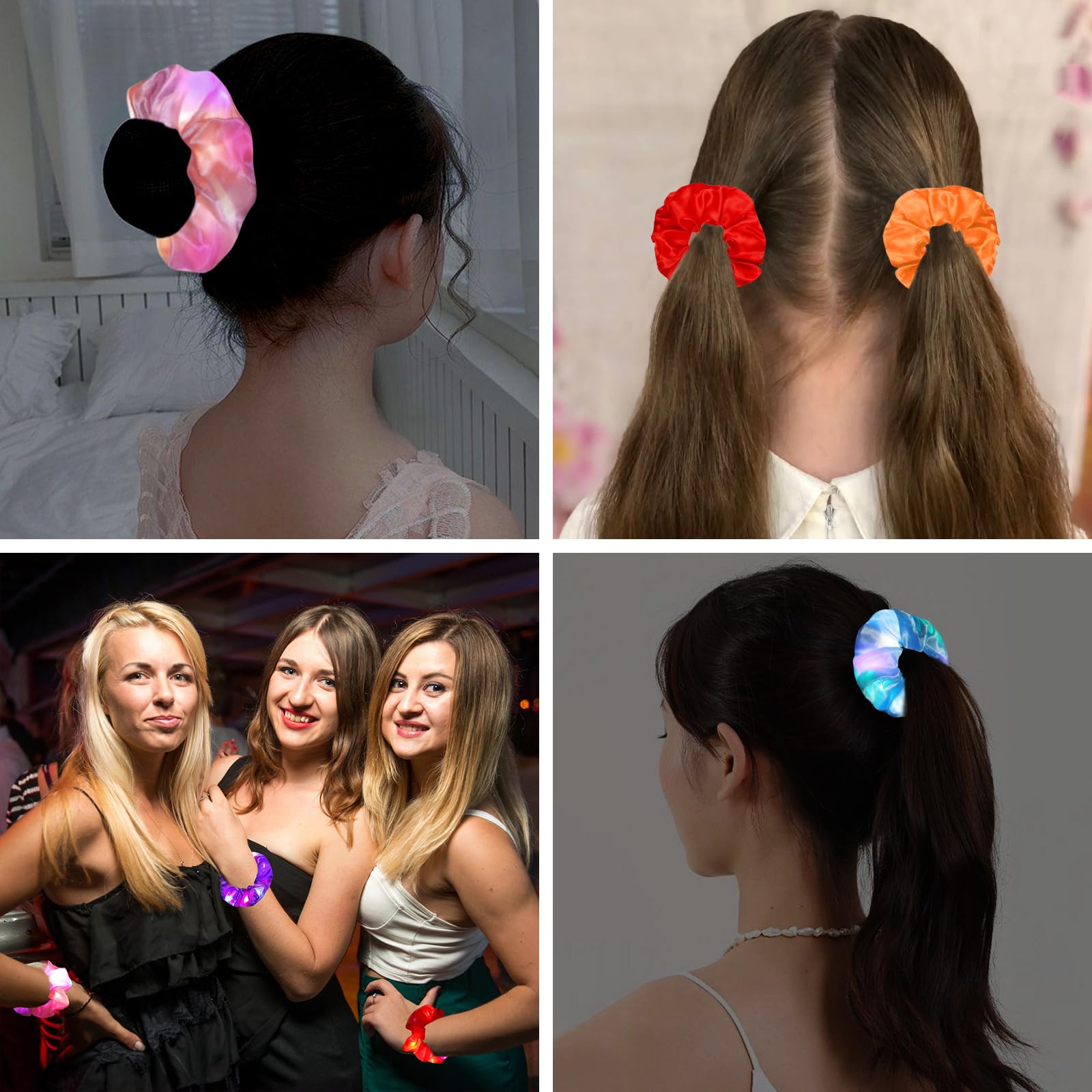 6 Pièces Chouchou Cheveux Femme Velours Chouchou Satin Scrunchies Tie
