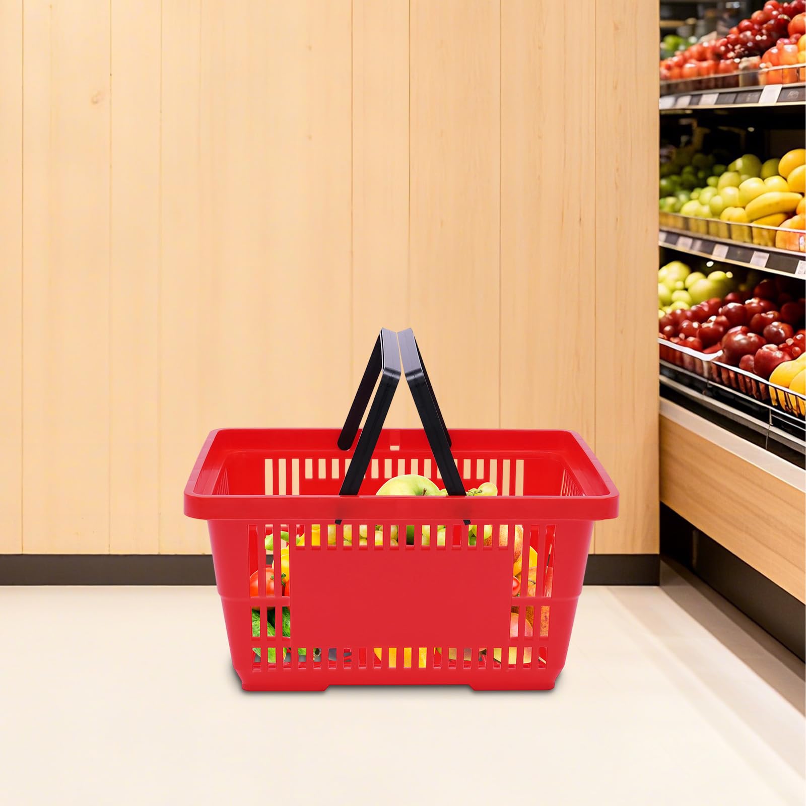 12er Set Einkaufskörbe, 18L, Stapelbar, Mit Griffen, Rot, PP, Robust | 43x30x23 Cm, Belastbar Bis 10 Kg, Für Supermarkt, Haushalt, Lager
