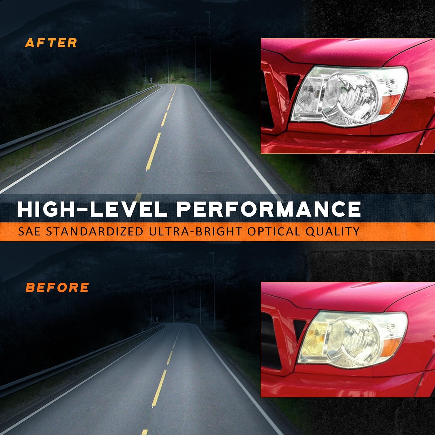WEELMOTO Halogen Headlight Assembly Compatible with 2005 2006 2007 2008 2009 2010 2011 Tacoma OE Style Replacement Chrome Housing with Amber Reflector Passenger & Driver Side