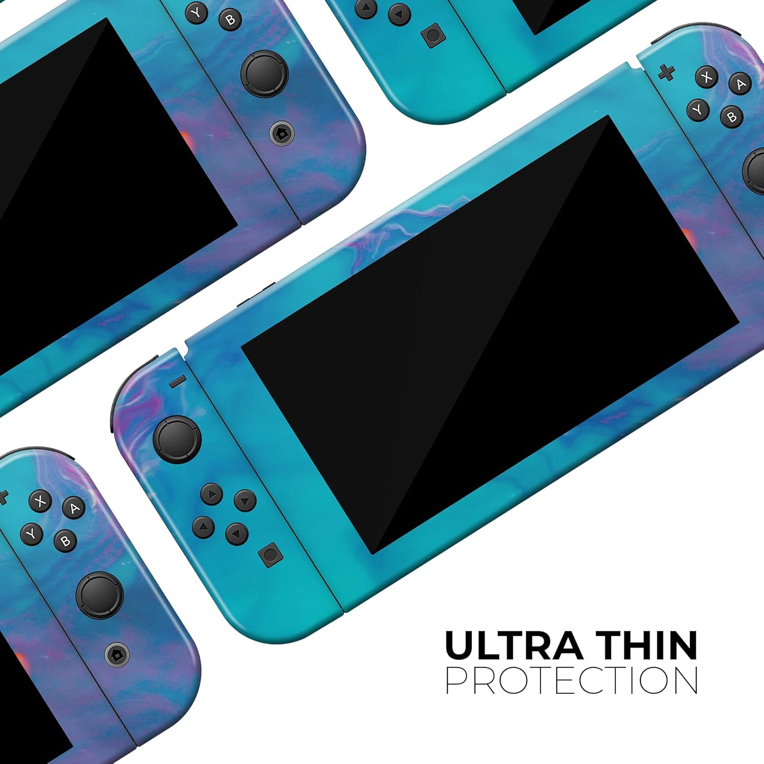 Design Skinz - Compatible with Nintendo Switch Console Bundle - Skin Decal Protective Scratch-Resistant Removable Vinyl Wrap Cover - Marbleized Ocean Blue