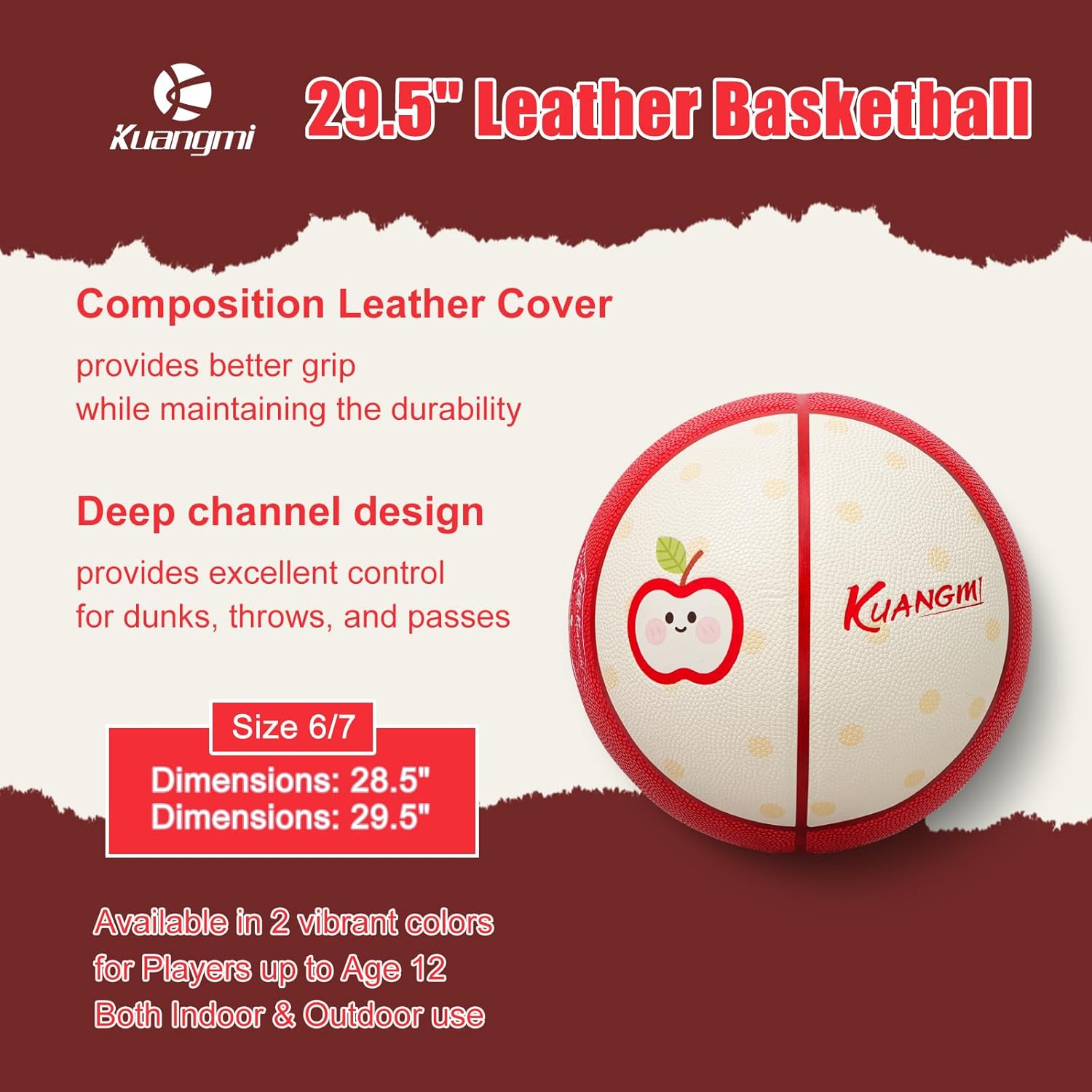 Kuangmi Food Theme Basketball, Official Size 7(29.5"), Novelty & Funny Streetball, for Indoor and Outdoor