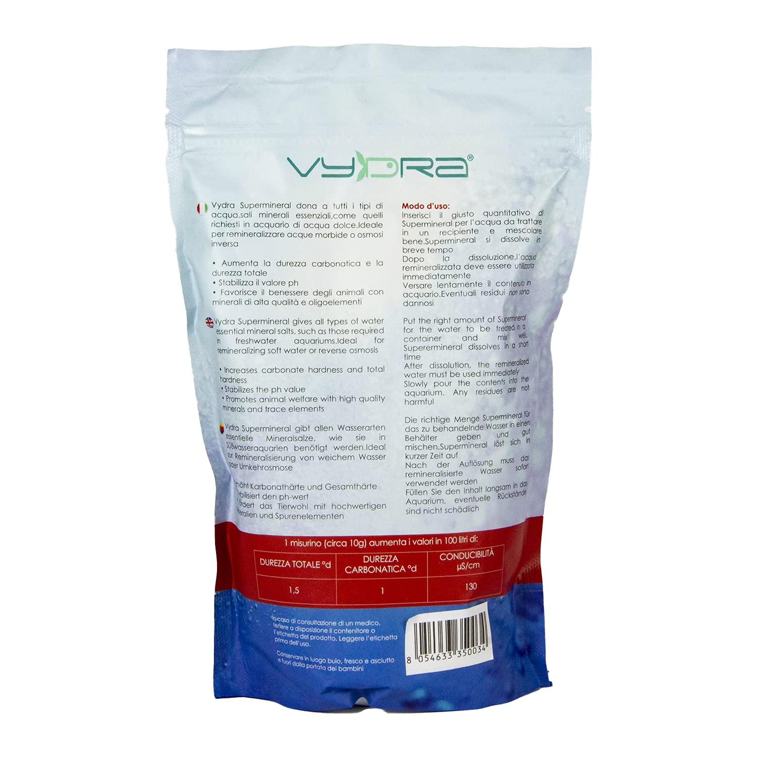 Vydra SUPERMINERAL 600g Sels RéMINERALISANTS OSMOSE Aquarium Discus Cichlidés Aquascaping Plantes (600g)