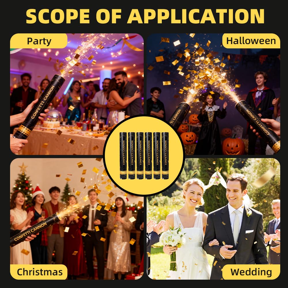 Cannoni Spara Coriandoli, 6 Pezzi Spara Coriandoli Matrimonio, 30cm Coriandoli Biodegradabili, Spara Coriandoli Laurea, Sparacoriandoli per Matrimonio, Compleanni, Celebrazioni, Laurea