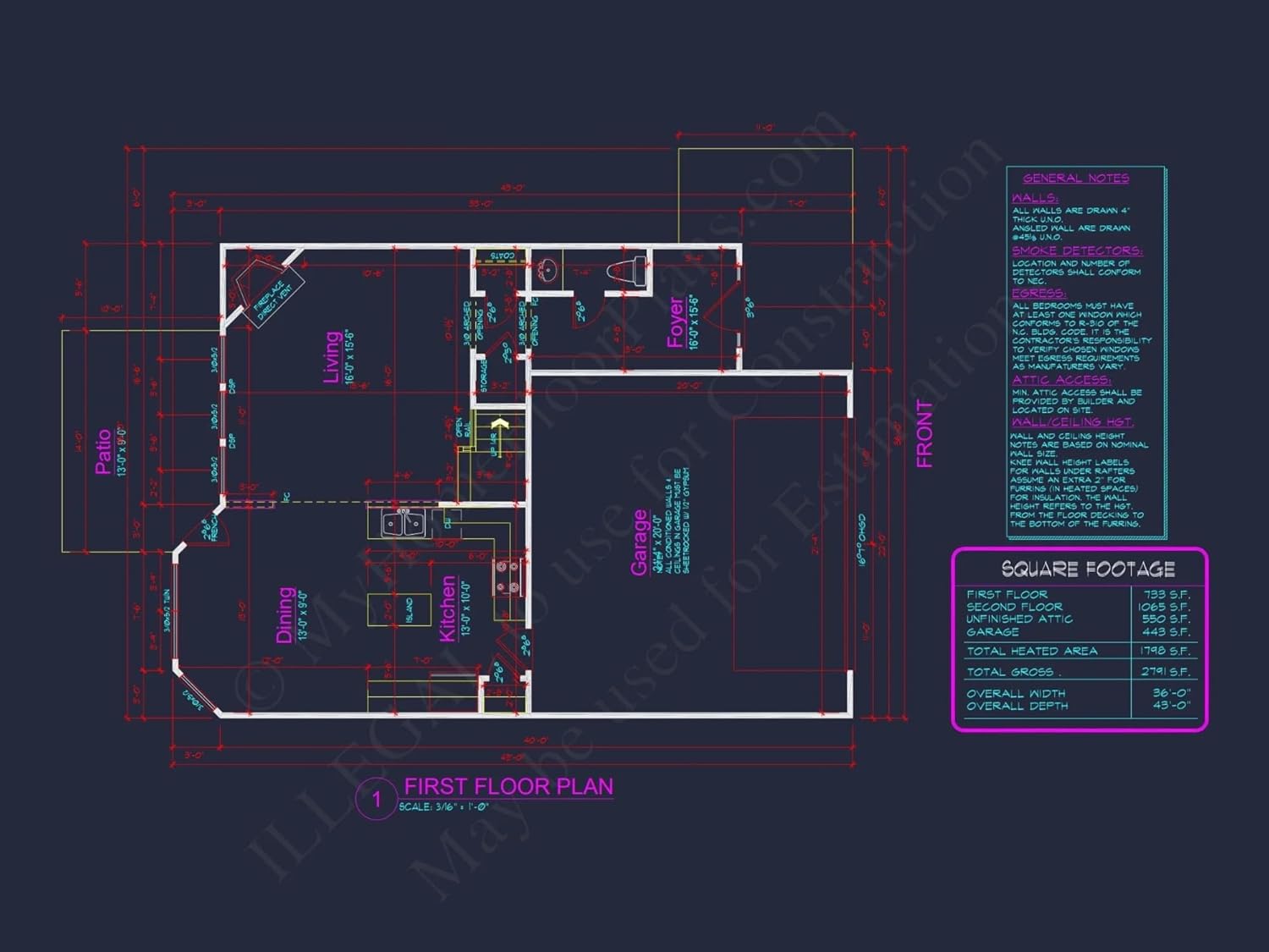 10-1779C House Plan -Traditional Colonial Home Plan - 4-Bed, 2.5-Bath, 2,250 SF