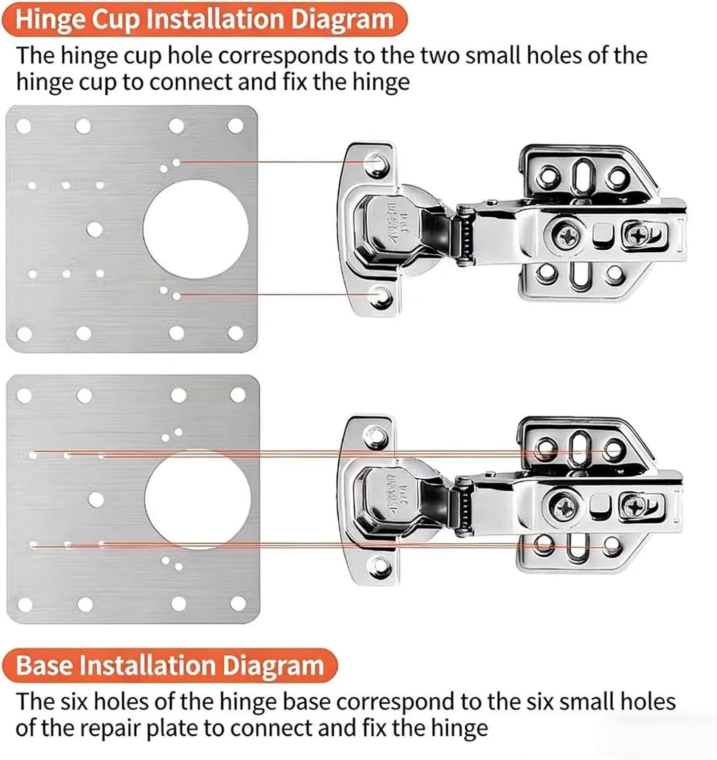 8PCSKitchen Cabinet Door Repair Platekit:UKFMLNLStainless Steel Hinges Fixion Plate,Suitable for Repairing and Securing Loose and Sagging Cabinet Doors at Home