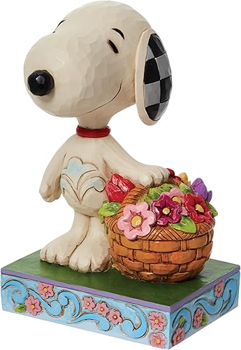 Miniatura 3 de Enesco Peanuts by Jim Shore Snoopy - Figura con cesta de tulipanes, 4.92 pulgadas, multicolor