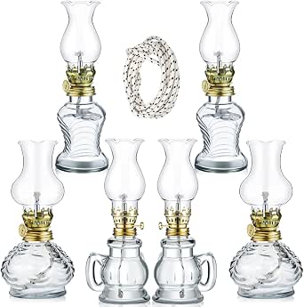 SEWACC Vintage Glass Kerosene Oil Lamp For Indoor Use, White