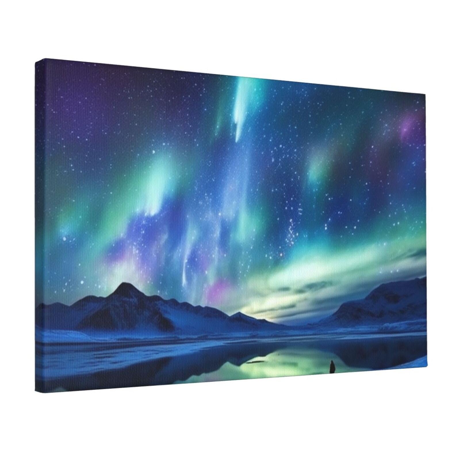 KLOPH Northern Lights Canvas Wall Art for Living Room 12"x18" Modern Artwork Painting for Bathroom Hanging Canvas Prints Aesthetic Wallart for Bedroom Kitchen Office Wall Decor