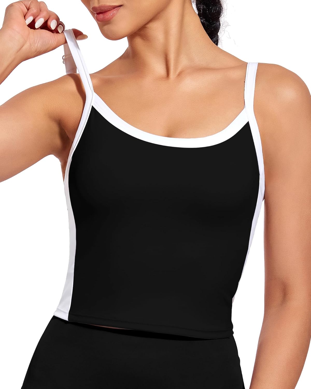 XUNYU Womens Longline Sports Bra Workout Tops with Built in Bras Adjustable Strap Crop Yoga Tank Padded Athletic Shirt