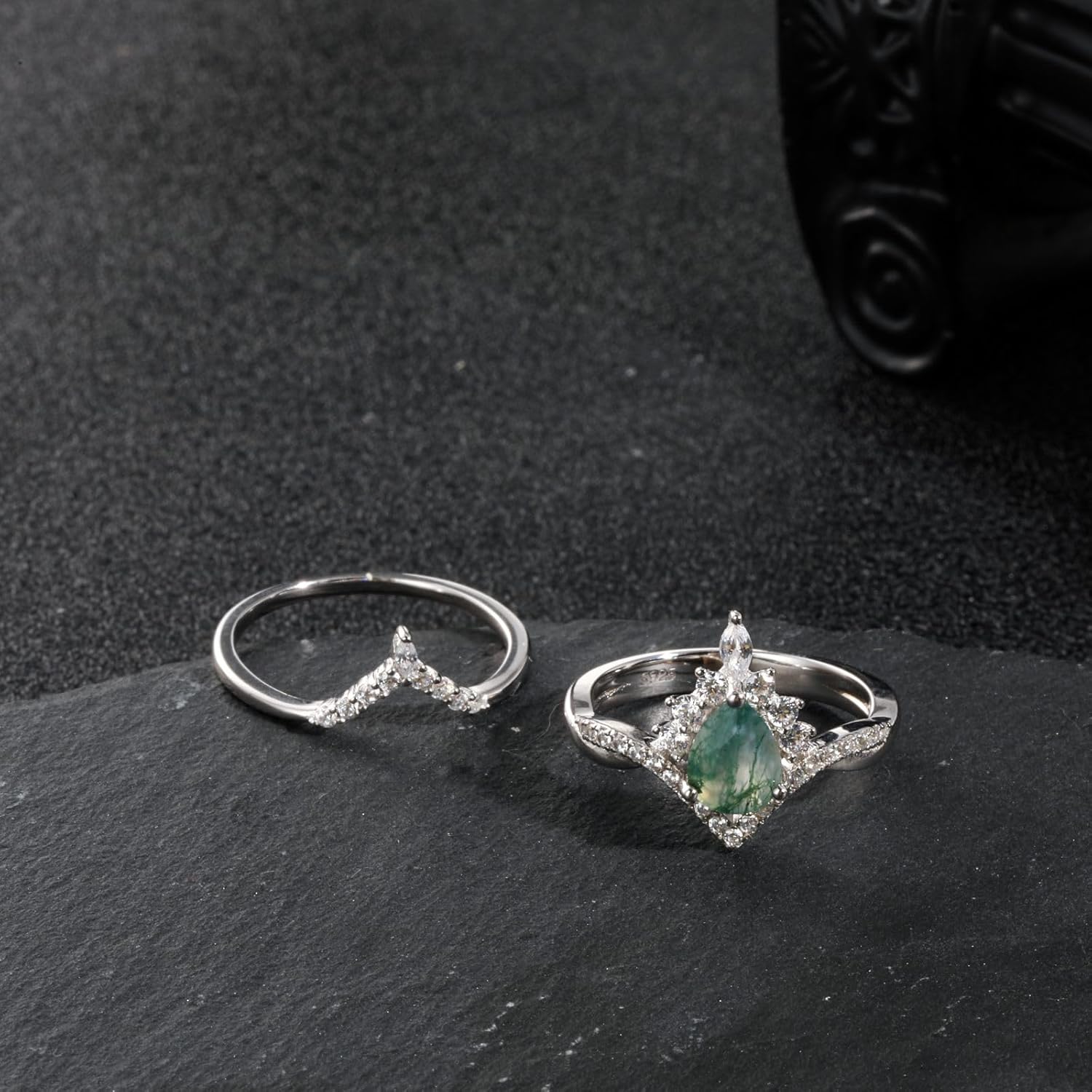 Natural Moss Agate Ring for Women 925 Sterling Silver Genuine Green Moss Agate Engagement Ring Jewelry Gift - Image 7