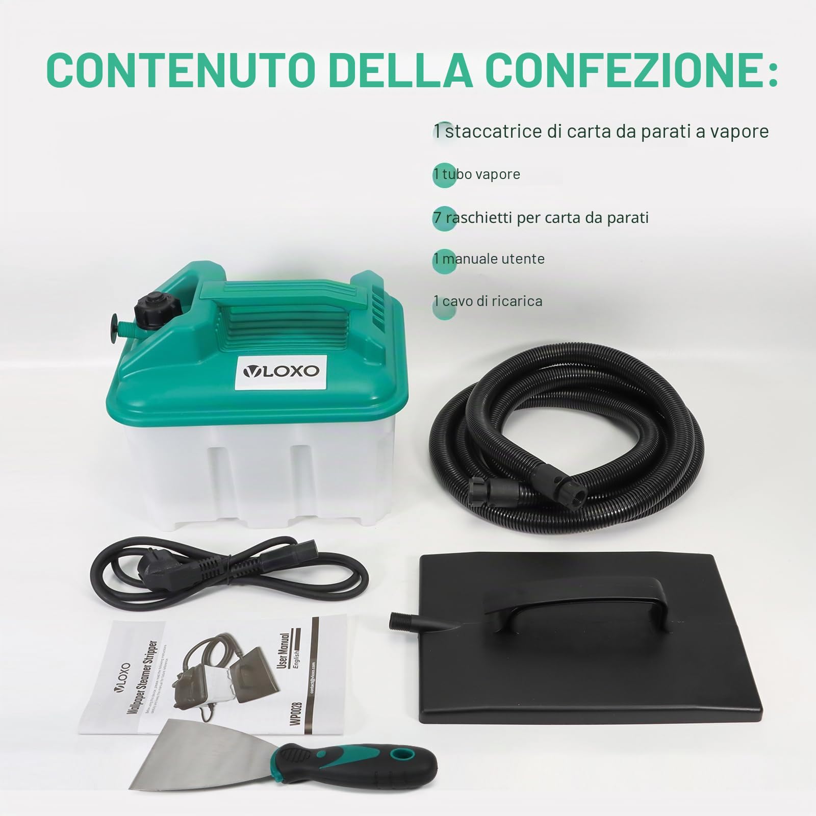 Vaporizzatore per carta da parati 2300 W Serbatoio da 4.5 L tempo di vapore max. 70 min Sverniciatore a vapore per carta da parati per vinile rivestimenti multipli vernice rivestimenti testurizzati