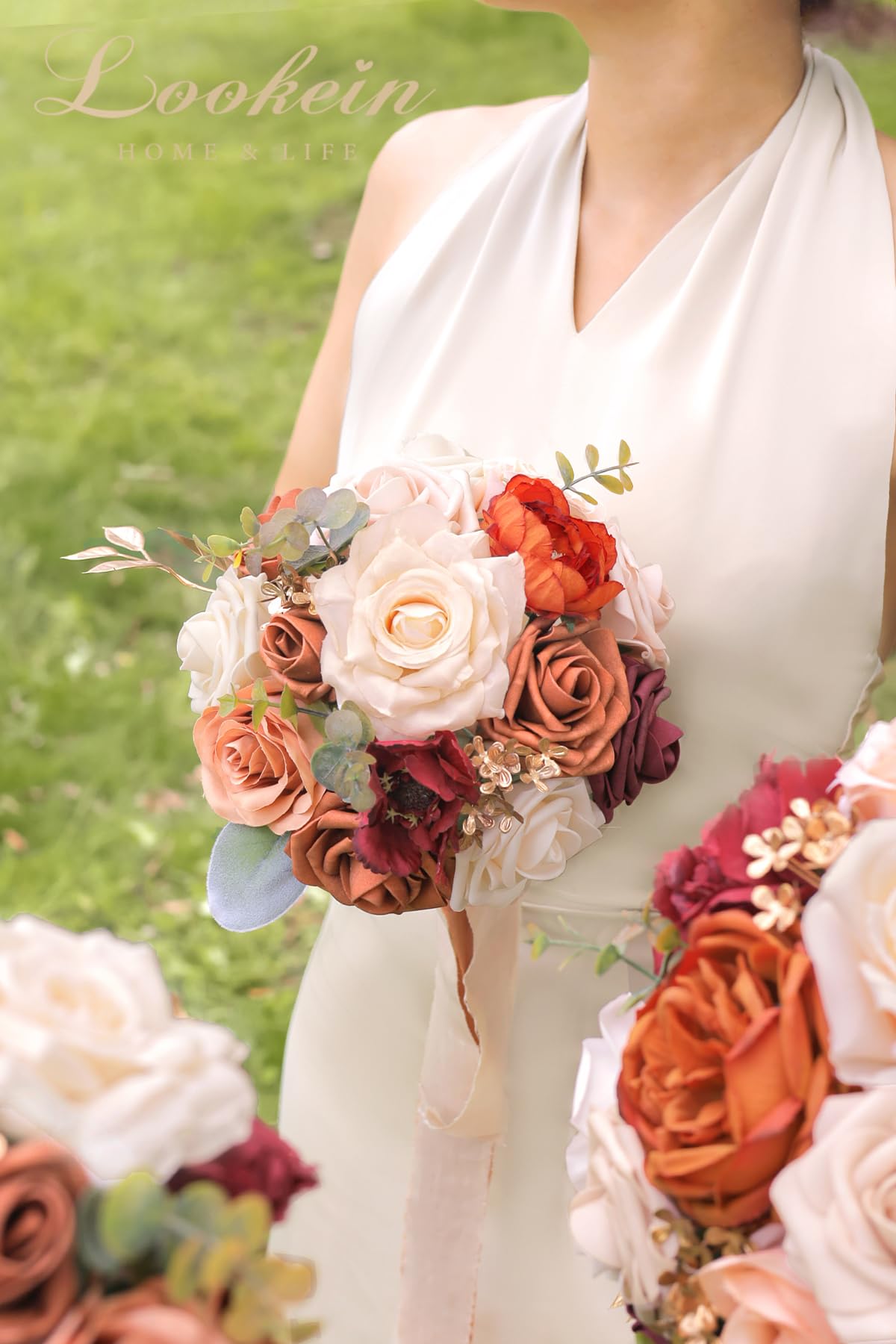 結婚式　ブーケ4点セット Amazon.co.jp: Lookein ウェディング用ブライズメイドブーケ 4本セット
